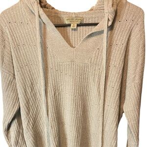 Barefoot Dreams Cozychic Ultra Lite Knit Hoodie in Beige Size Medium